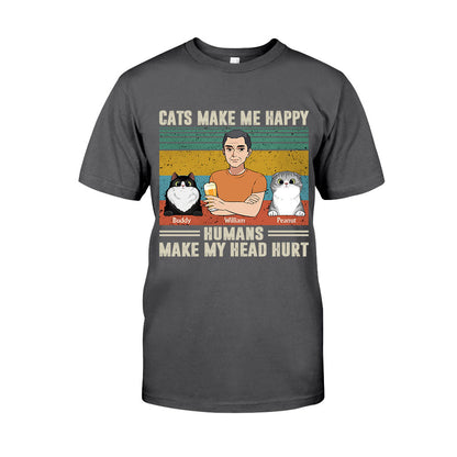 Cats Make Me Happy - Personalized Father's Day Father T-shirt and Hoodie