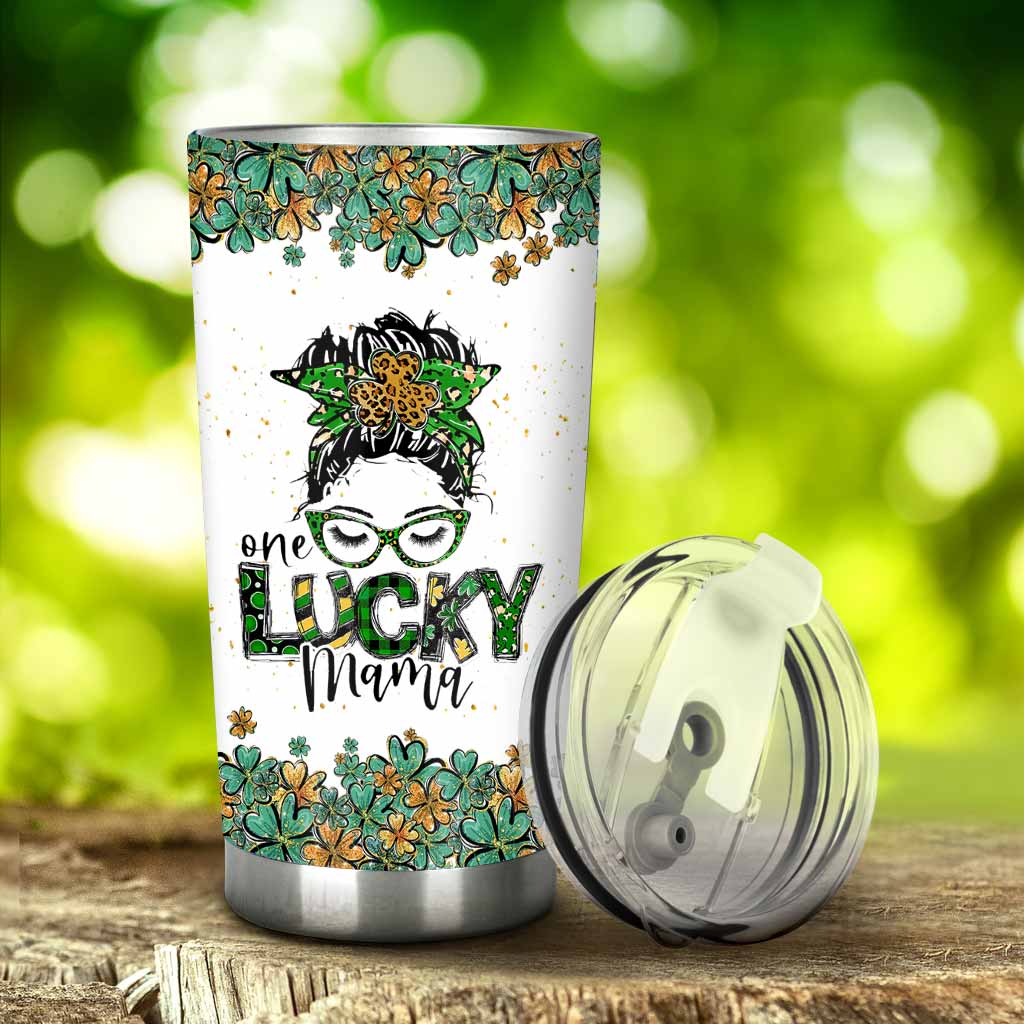 One Lucky Mama - Personalized Patrick's Day Cat Tumbler