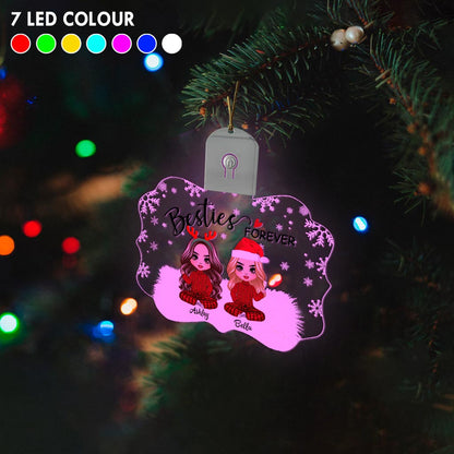 Besties Forever - Personalized Christmas Bestie Shaped Led Acrylic Ornament