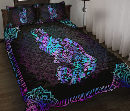 Floral Cat Cat  Quilt Set 0622