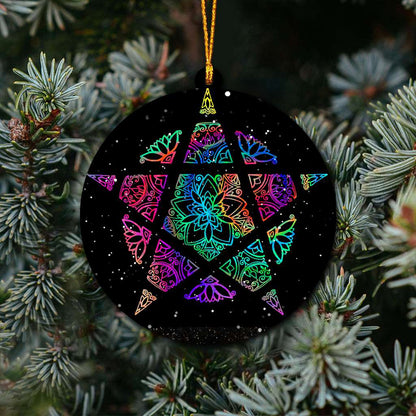 Colorful Pentacle - Witch Ornament (Printed On Both Sides) 1022