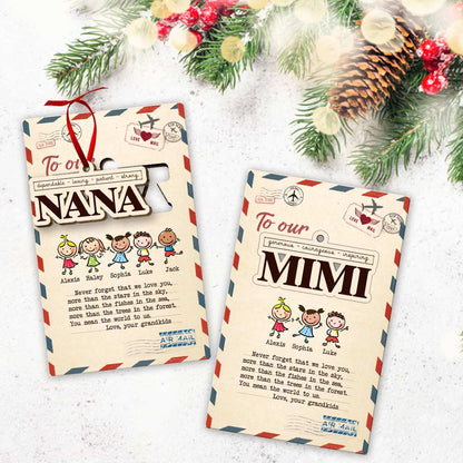 To Our Grandma - Personalized Christmas Grandma Wooden Card Pop Out Ornament