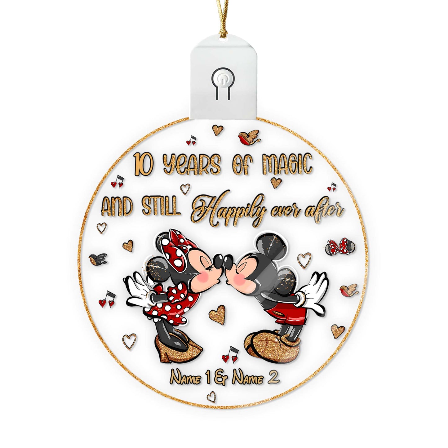 Still Happily Ever After - Personalized Christmas Mouse Round Led Acrylic Ornament