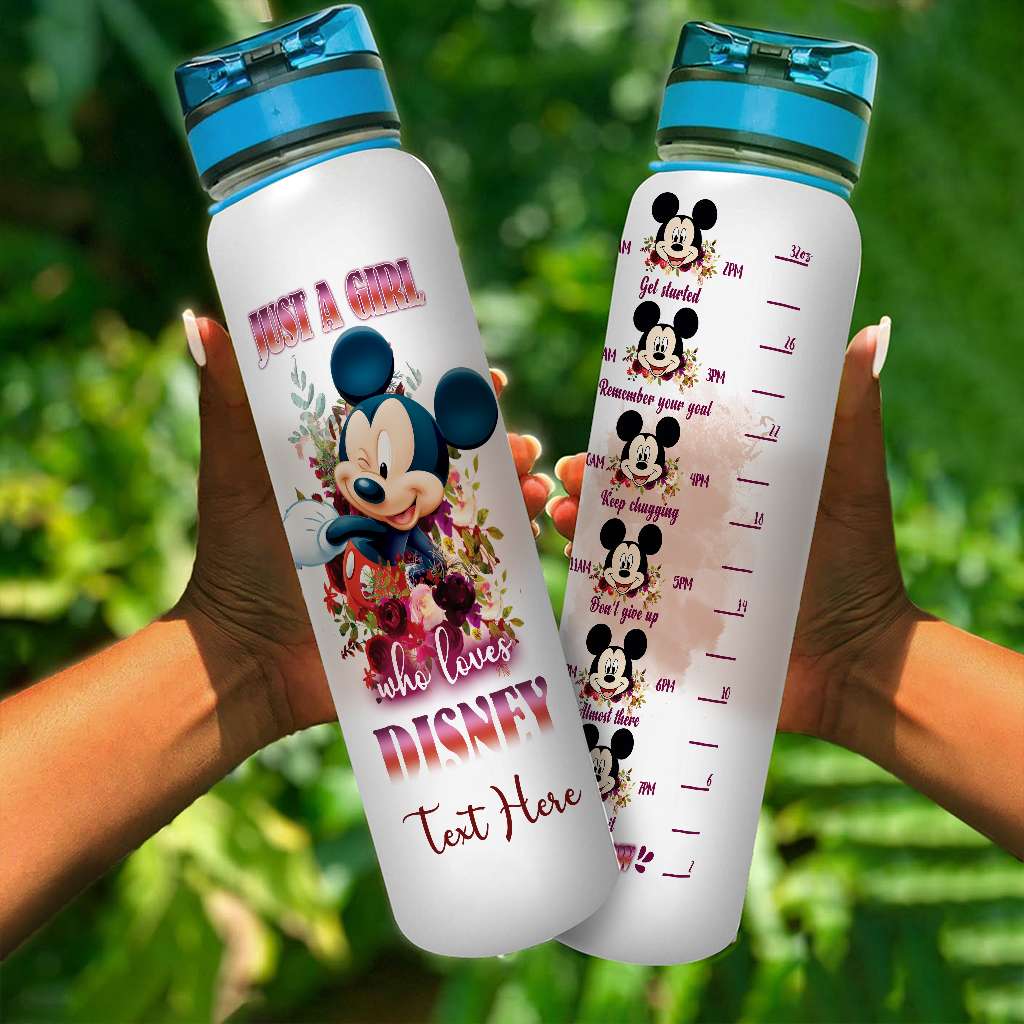 Just A Girl Who Loves - Personalized Mouse Water Tracker Bottle