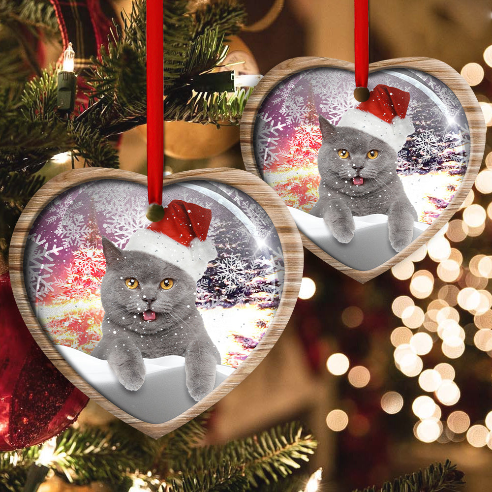 Christmas Cat Snowy Day - Cat Ornament (Printed On Both Sides) 1022