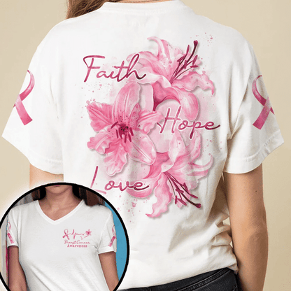 Faith Hope Love Lily Breast Cancer Awareness All Over T-shirt and Hoodie