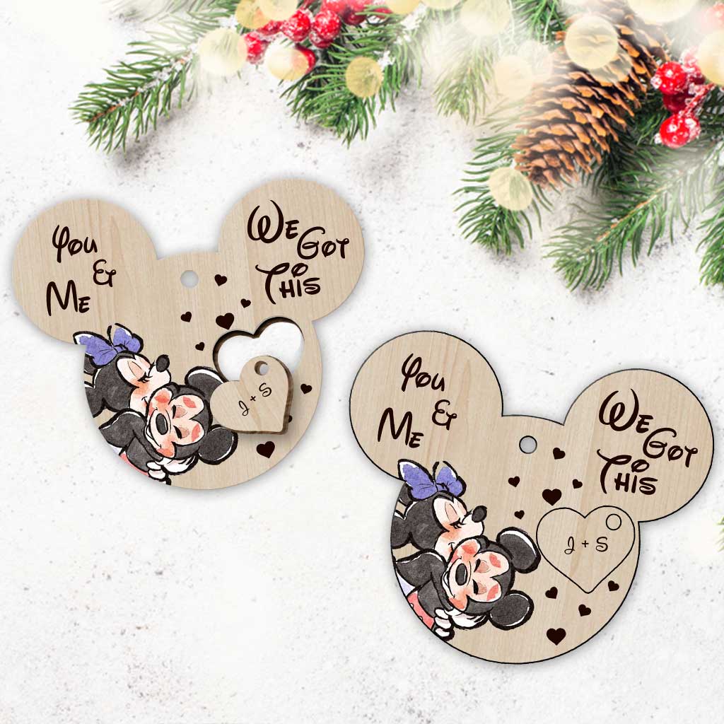 You And Me We Got This - Personalized Christmas Mouse Wooden Card Pop Out Ornament