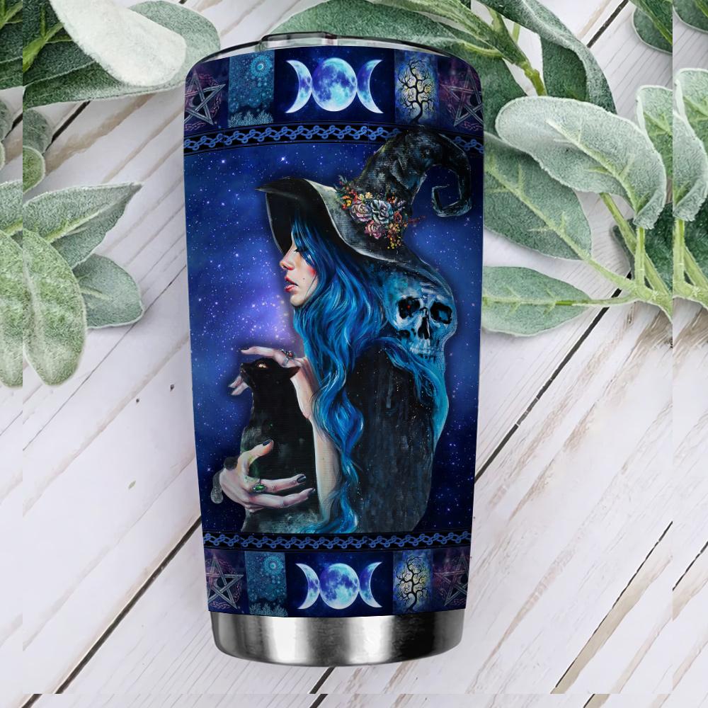 Blue Witch Nature And Black Cat - Witch Tumbler 0822