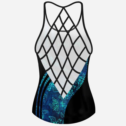 Blue Sea Turtle - Personalized Cross Tank Top and Women Shorts