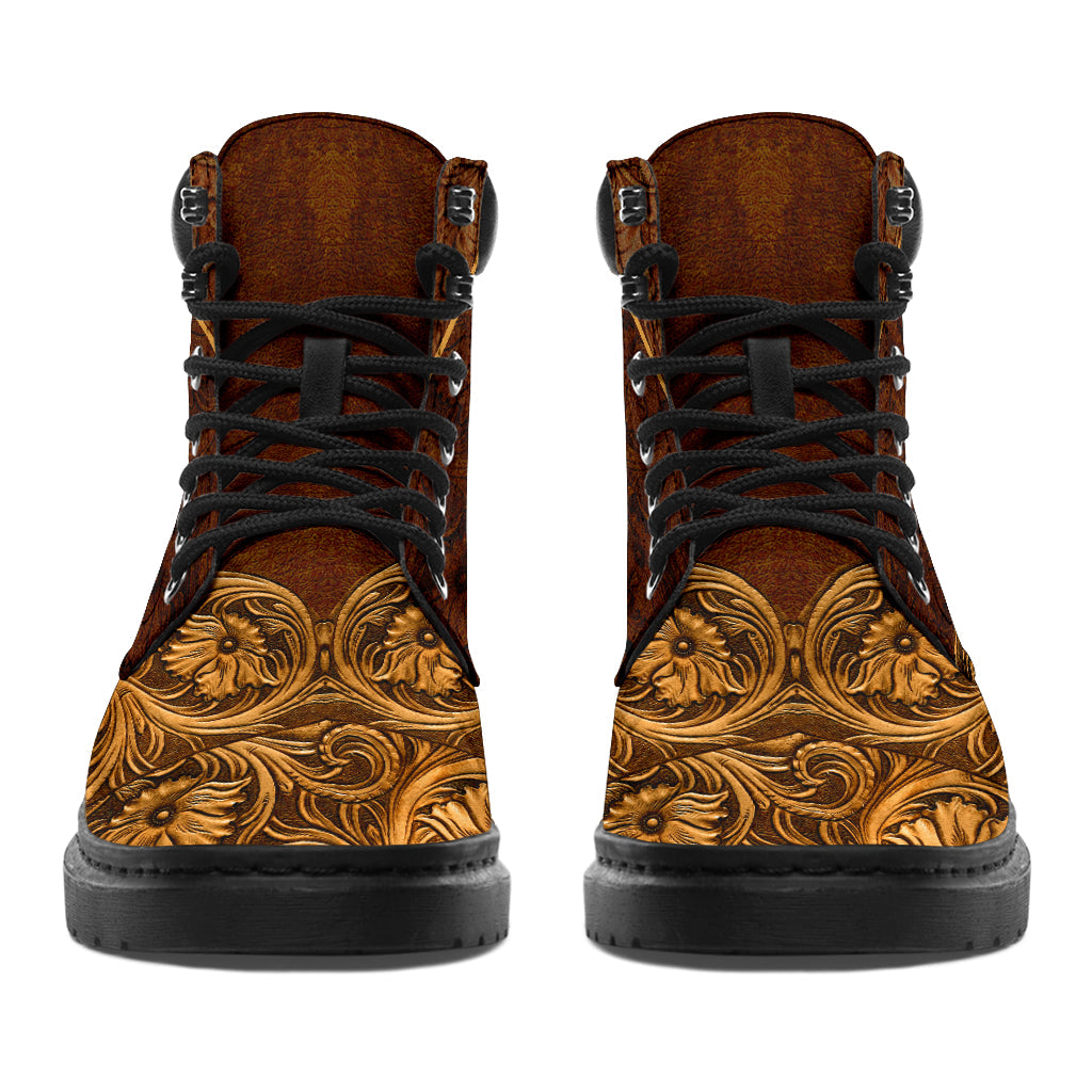 Cat Leather Pattern Print Cat All Season Boots 0622