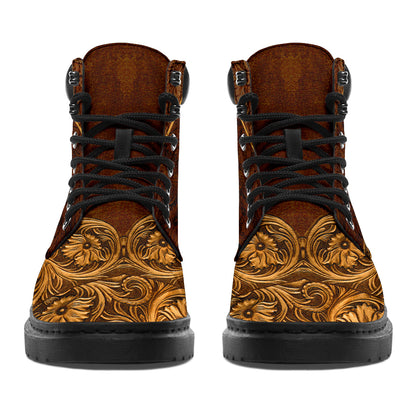 Cat Leather Pattern Print Cat All Season Boots 0622