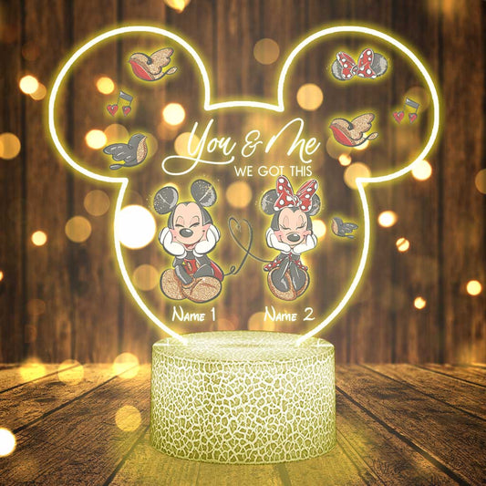 You And Me We Got This - Personalized Couple Mouse Shaped Plaque Light Base