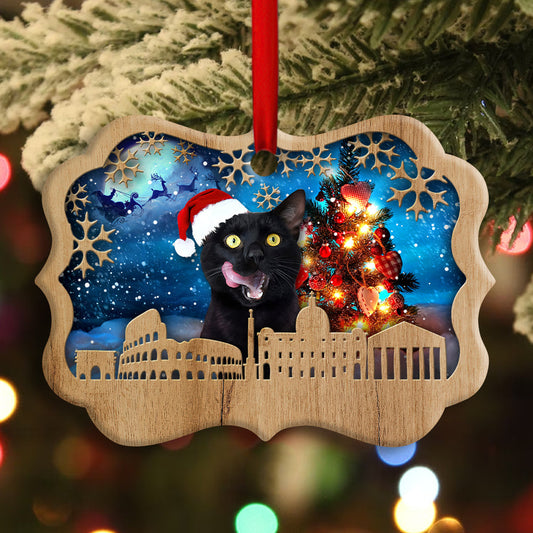 Black Cat Christmas Vibe - Cat Ornament (Printed On Both Sides) 1022