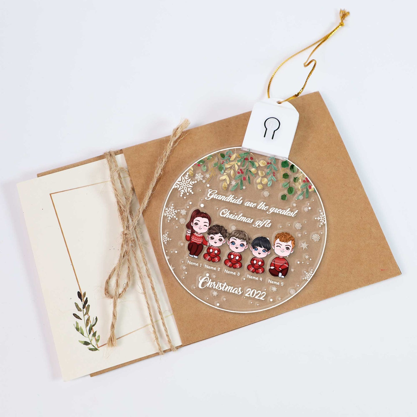 Grandkids Are The Greatest Christmas Gift - Personalized Grandma Round Led Acrylic Ornament