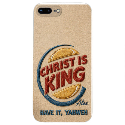 Christ Is King - Personalized Christian Classic Cap & Leather Phone Case