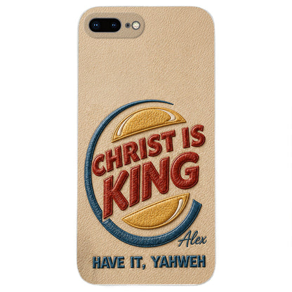 Christ Is King - Personalized Christian Classic Cap & Leather Phone Case