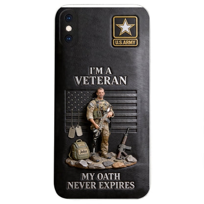 Military Hero - Personalized Veteran 3D Embossed Leather Phone Case