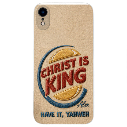 Christ Is King - Personalized Christian Classic Cap & Leather Phone Case