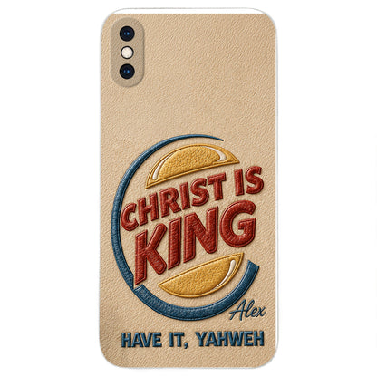 Christ Is King - Personalized Christian Classic Cap & Leather Phone Case