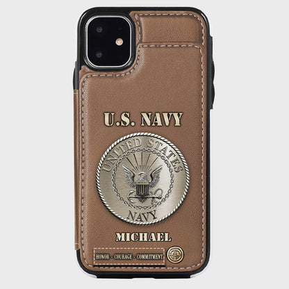 Honor, Courage, Commitment - Personalized Veteran Wallet Phone Case