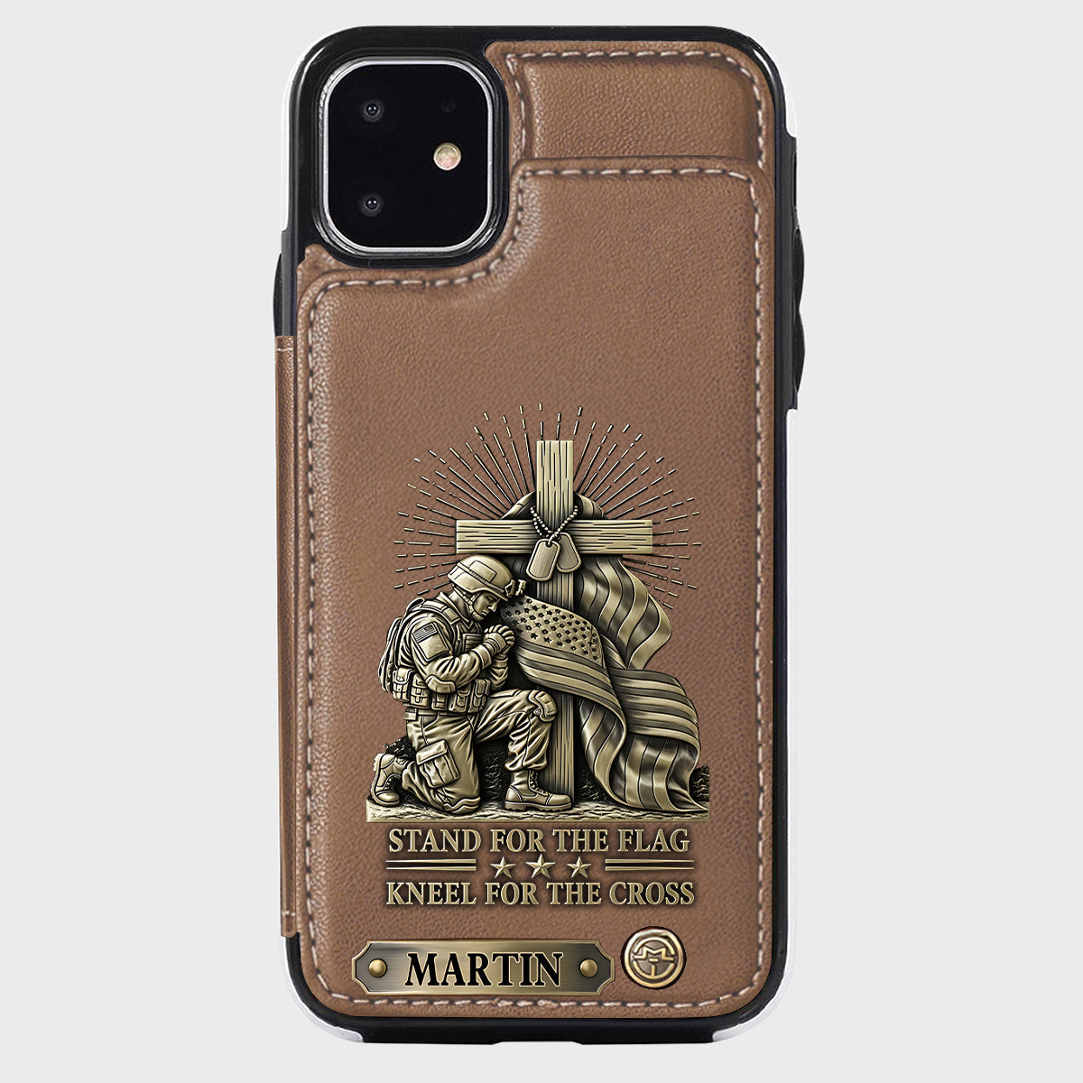 Kneel For The Cross - Personalized Veteran Wallet Phone Case