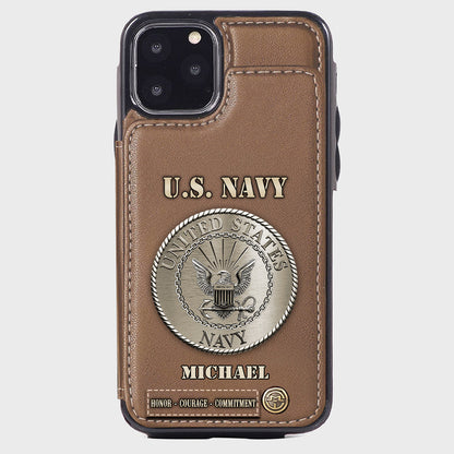 Honor, Courage, Commitment - Personalized Veteran Wallet Phone Case