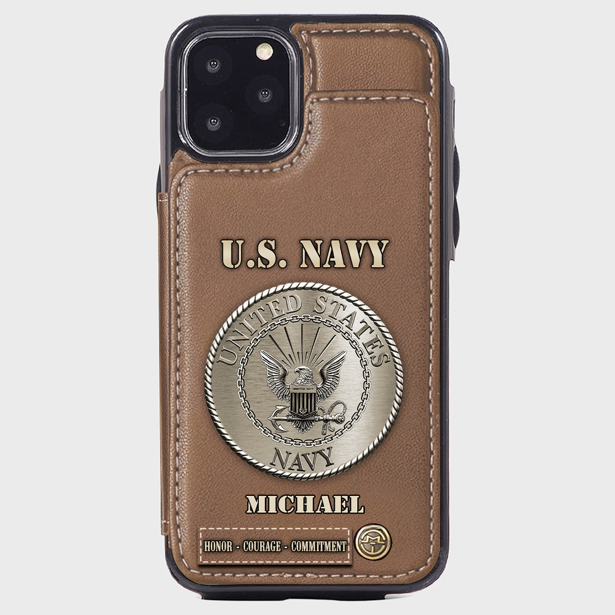 Honor, Courage, Commitment - Personalized Veteran Wallet Phone Case