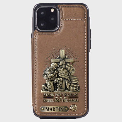 Kneel For The Cross - Personalized Veteran Wallet Phone Case