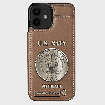 Honor, Courage, Commitment - Personalized Veteran Wallet Phone Case