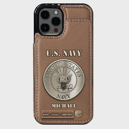 Honor, Courage, Commitment - Personalized Veteran Wallet Phone Case