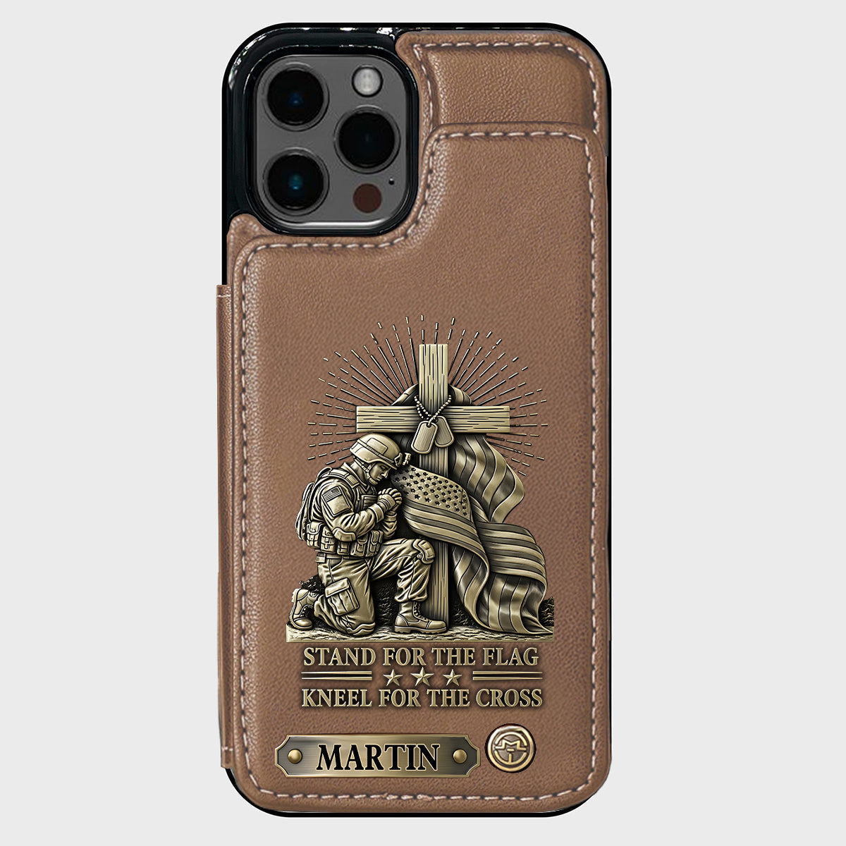 Kneel For The Cross - Personalized Veteran Wallet Phone Case