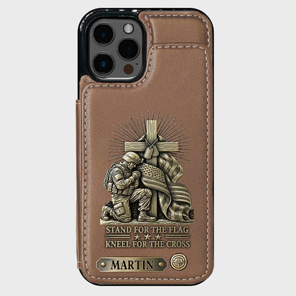 Kneel For The Cross - Personalized Veteran Wallet Phone Case
