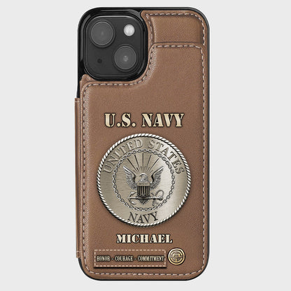 Honor, Courage, Commitment - Personalized Veteran Wallet Phone Case