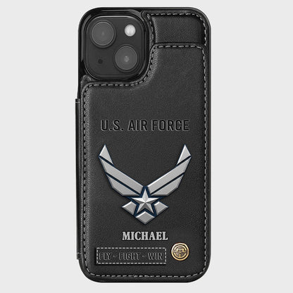Fly · Fight · Win - Personalized Veteran Wallet Phone Case
