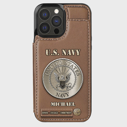 Honor, Courage, Commitment - Personalized Veteran Wallet Phone Case
