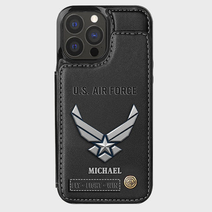 Fly · Fight · Win - Personalized Veteran Wallet Phone Case