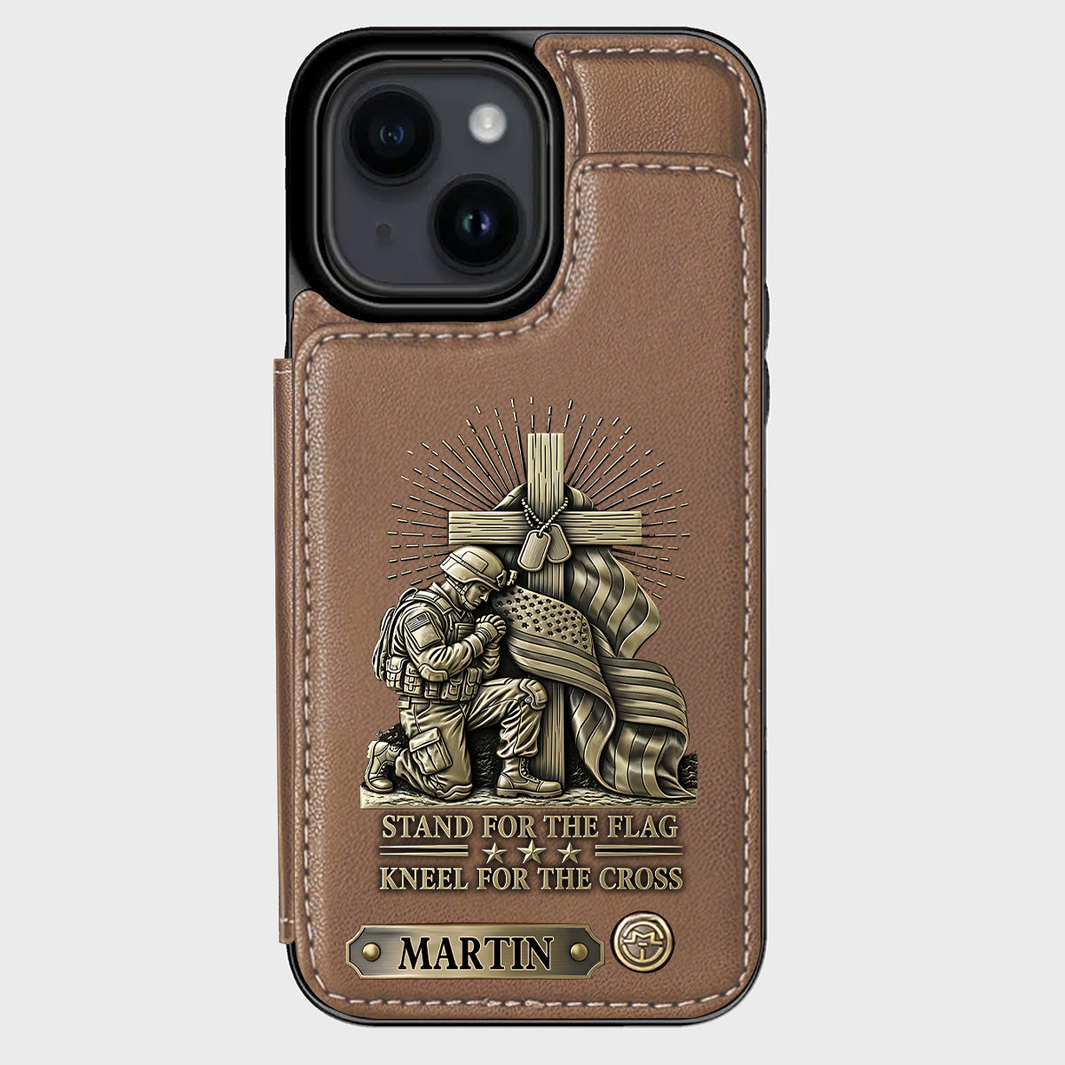 Kneel For The Cross - Personalized Veteran Wallet Phone Case