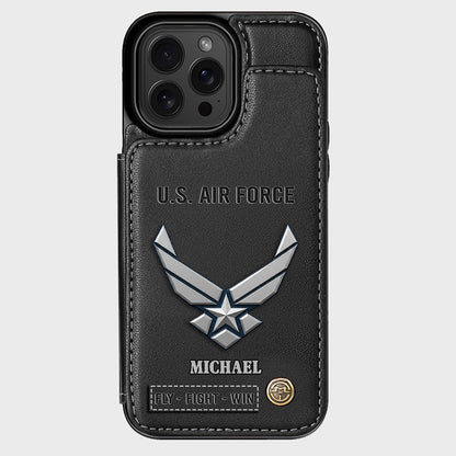Fly · Fight · Win - Personalized Veteran Wallet Phone Case