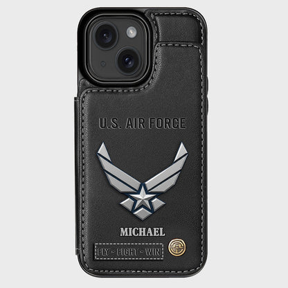 Fly · Fight · Win - Personalized Veteran Wallet Phone Case