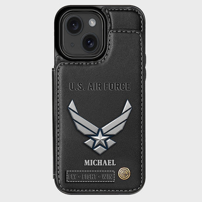 Fly · Fight · Win - Personalized Veteran Wallet Phone Case