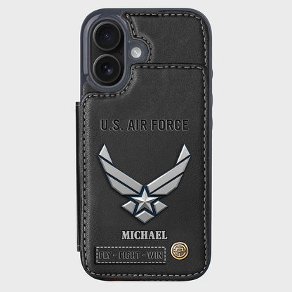 Fly · Fight · Win - Personalized Veteran Wallet Phone Case