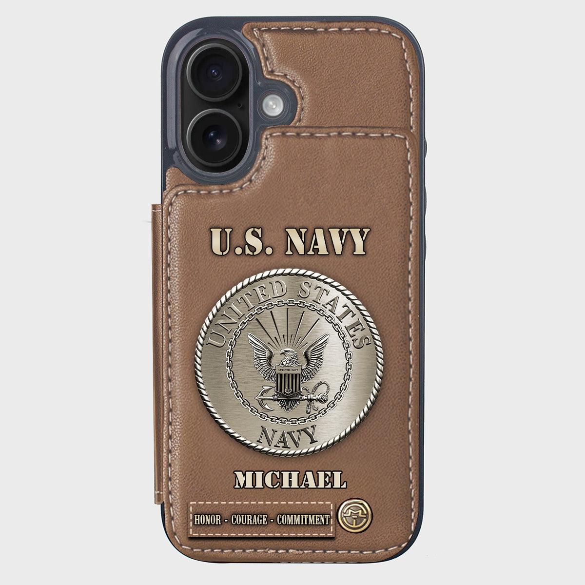 Honor, Courage, Commitment - Personalized Veteran Wallet Phone Case