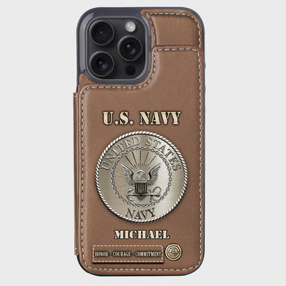 Honor, Courage, Commitment - Personalized Veteran Wallet Phone Case