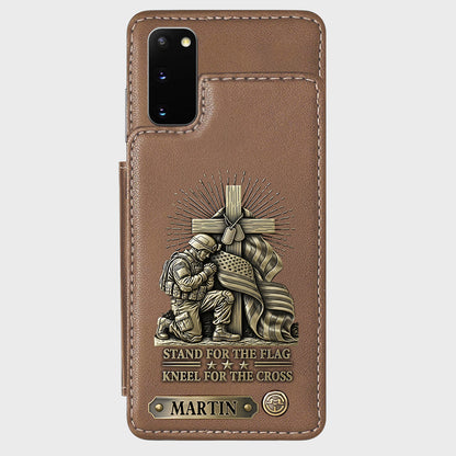 Kneel For The Cross - Personalized Veteran Wallet Phone Case