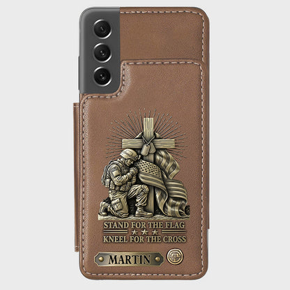 Kneel For The Cross - Personalized Veteran Wallet Phone Case
