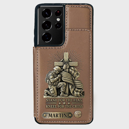 Kneel For The Cross - Personalized Veteran Wallet Phone Case