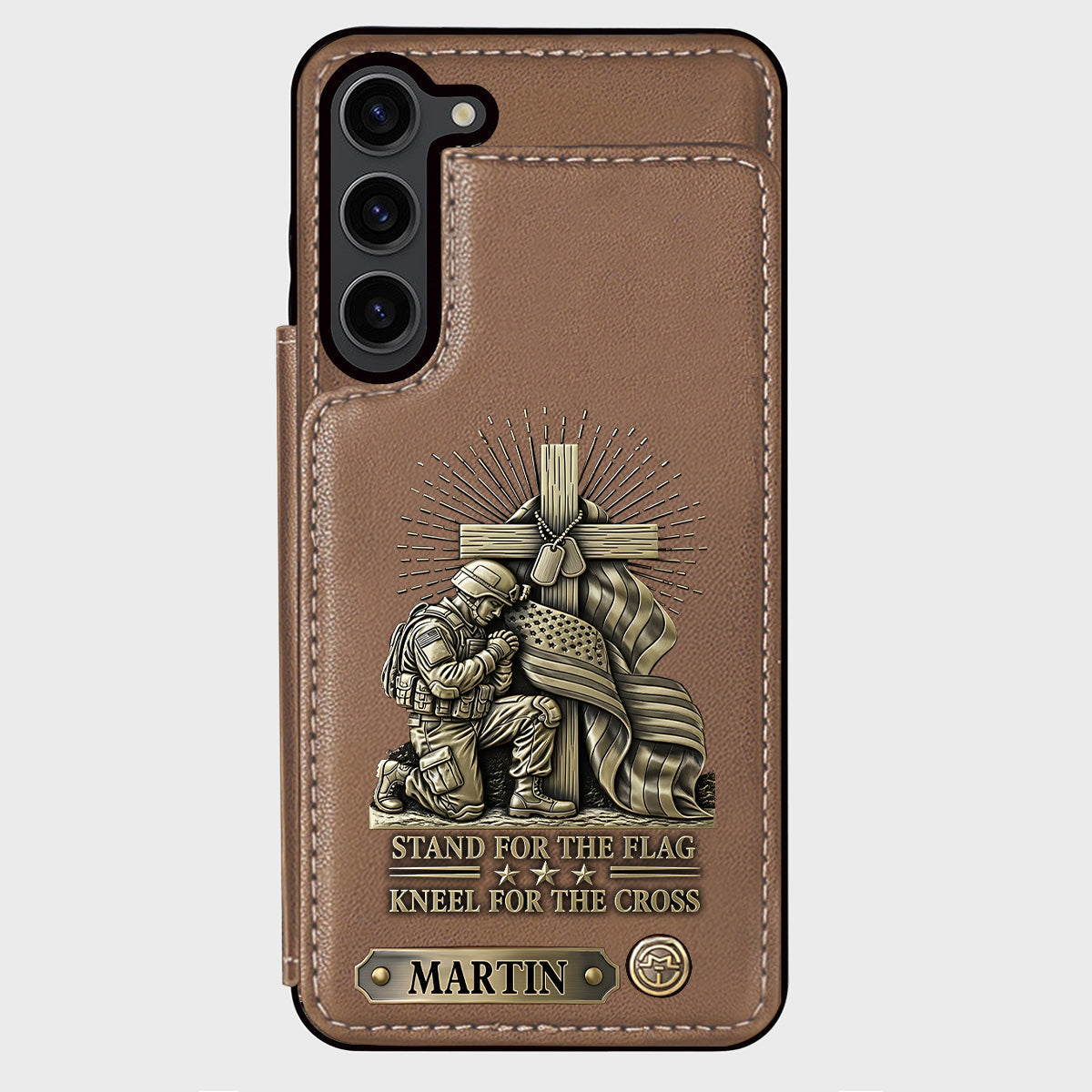 Kneel For The Cross - Personalized Veteran Wallet Phone Case