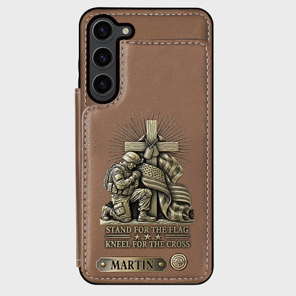 Kneel For The Cross - Personalized Veteran Wallet Phone Case