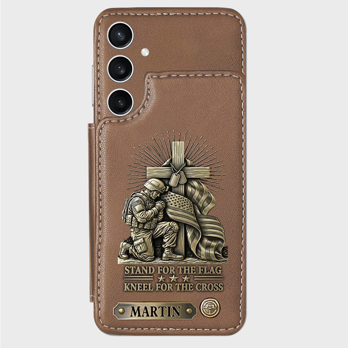 Kneel For The Cross - Personalized Veteran Wallet Phone Case