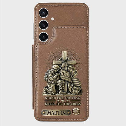Kneel For The Cross - Personalized Veteran Wallet Phone Case